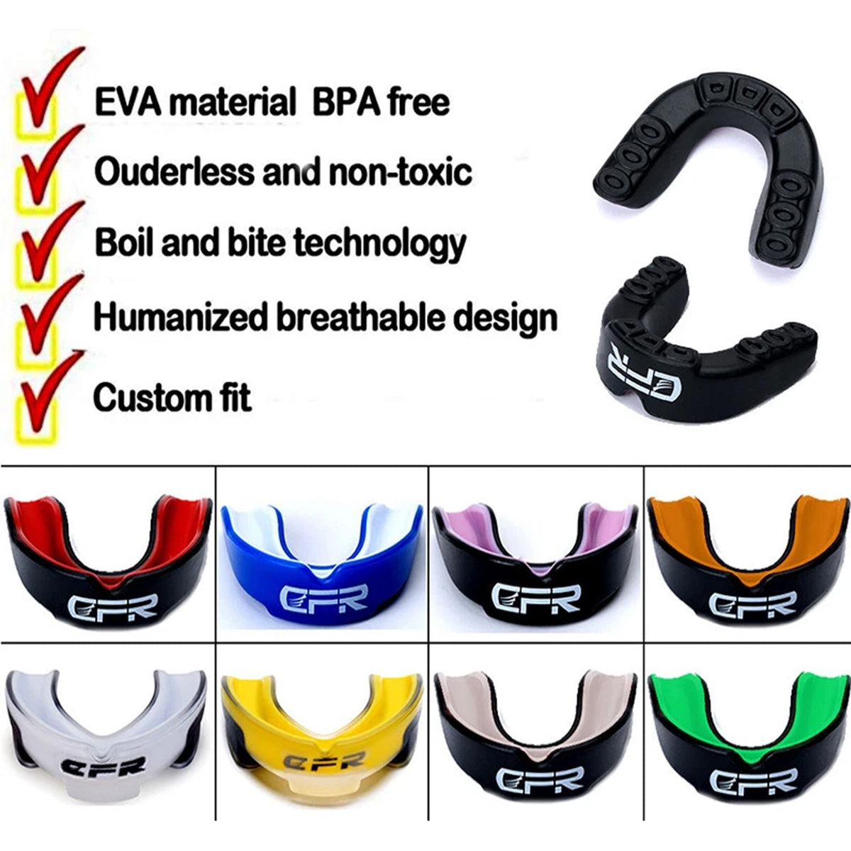 Sports Mouthguard Gum Shield Boil & Bite Protective Gear for Contact Sports