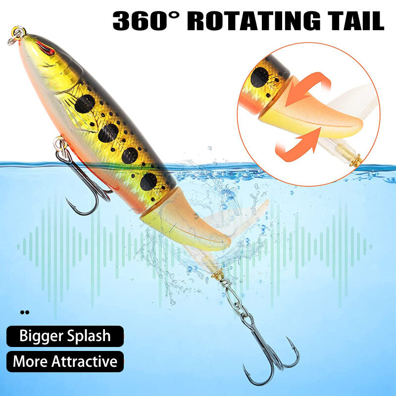 Topwater Fishing Lures Set - Rotating Tail Baits for Bass Pike