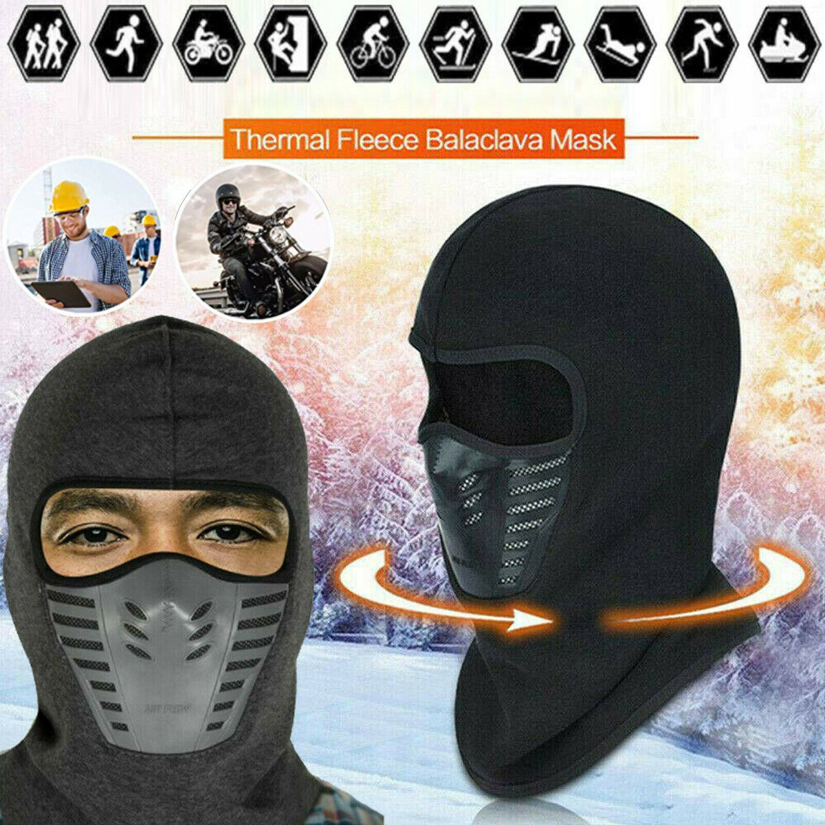 Unisex Winter Balaclava Full Face Mask Cover for Ski Motorcycle Outdoor