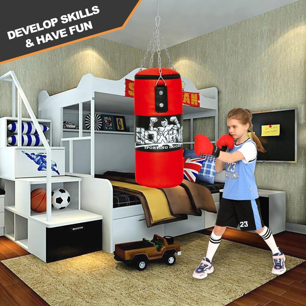 Boxing MMA Training Gloves Set with Chain and Heavy Duty Punching Bag