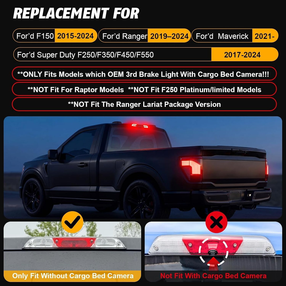 High-Performance LED Third Brake Light for Ford F-150 2015-2024 & More