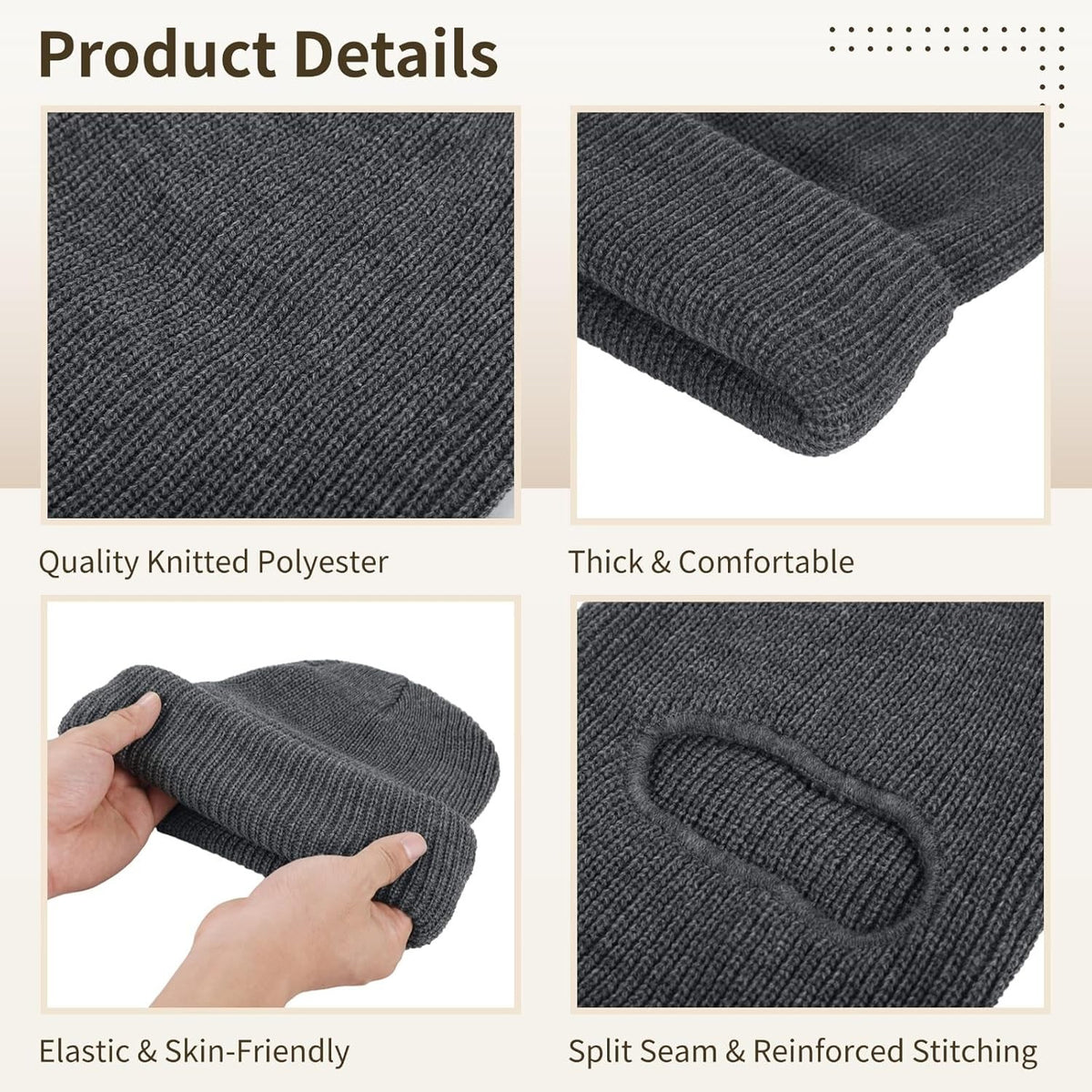 Unbranded 2-in-1 Winter Balaclava Ski Mask Beanie - Foldable Thermal Hat for Men Women