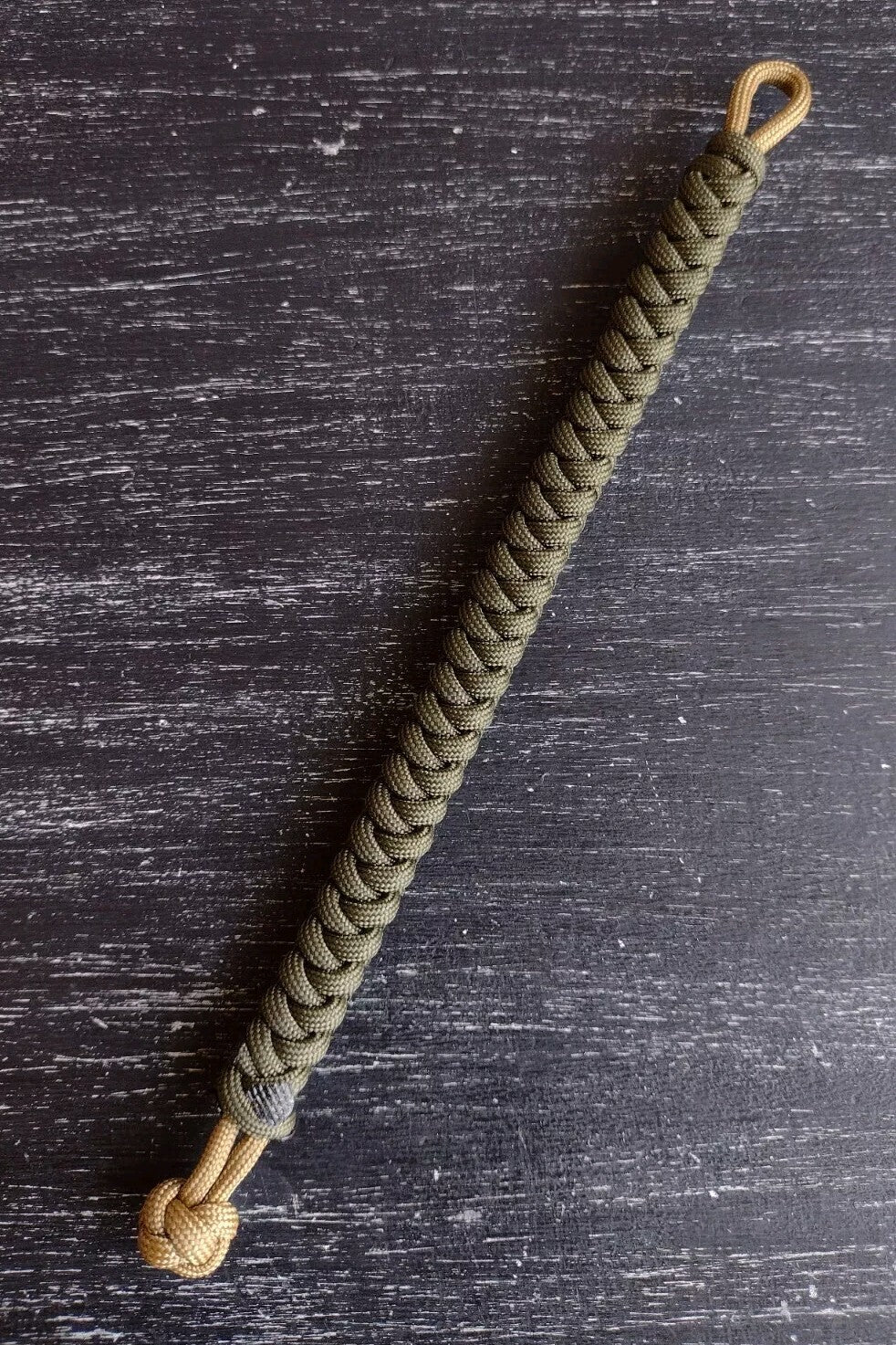 Handmade Paracord Bracelet with Olive Drab and Coyote 550 Paracord - Water-Resistant, Adjustable Wristband