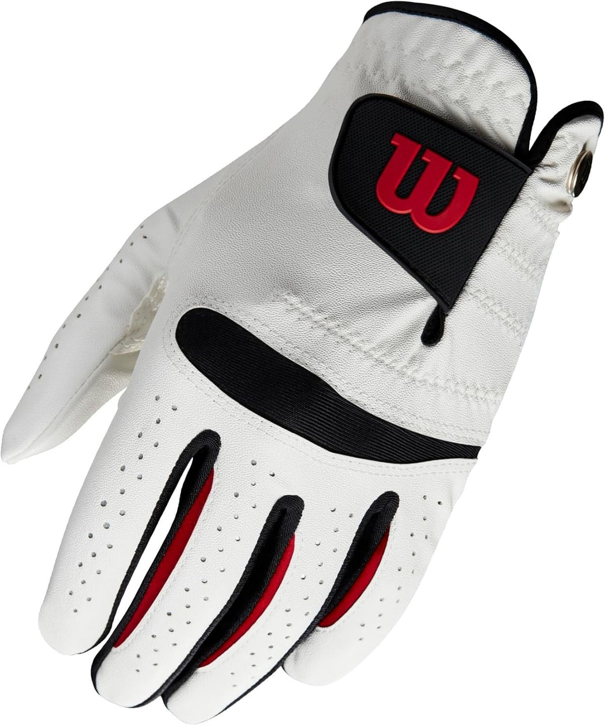 Wilson Feel Plus Men's Large Golf Glove Right Hand White Black Red for Left Hand Golfer