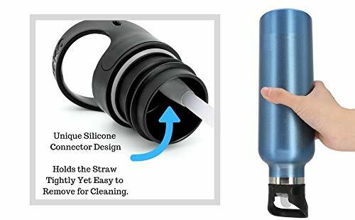 Reusable Straw Lid with 2 Long Straws & Brush for Hydro Flask & Water Bottles
