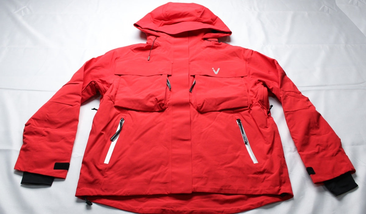 Women's Insulated Ski Jacket with Hood - Aurora Red, Size Large