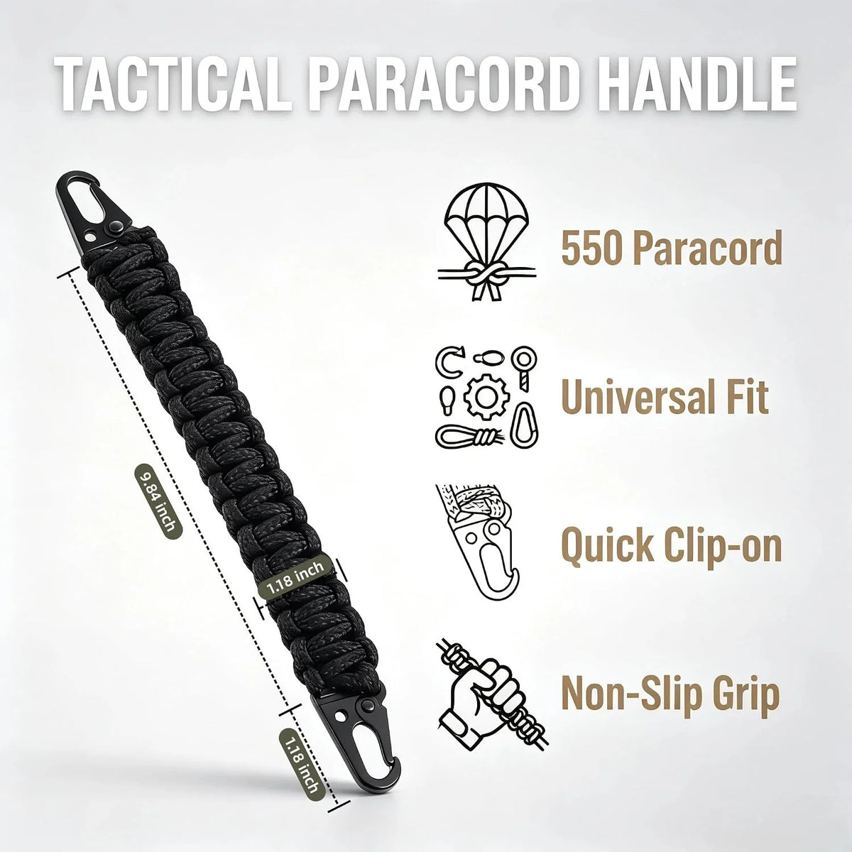 Heavy Duty Paracord Handle for Camping and Outdoor Gear, Universal Fit