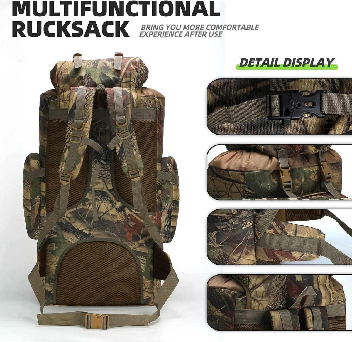 100L Waterproof Camping Hiking Backpack Military Tactical Rucksack