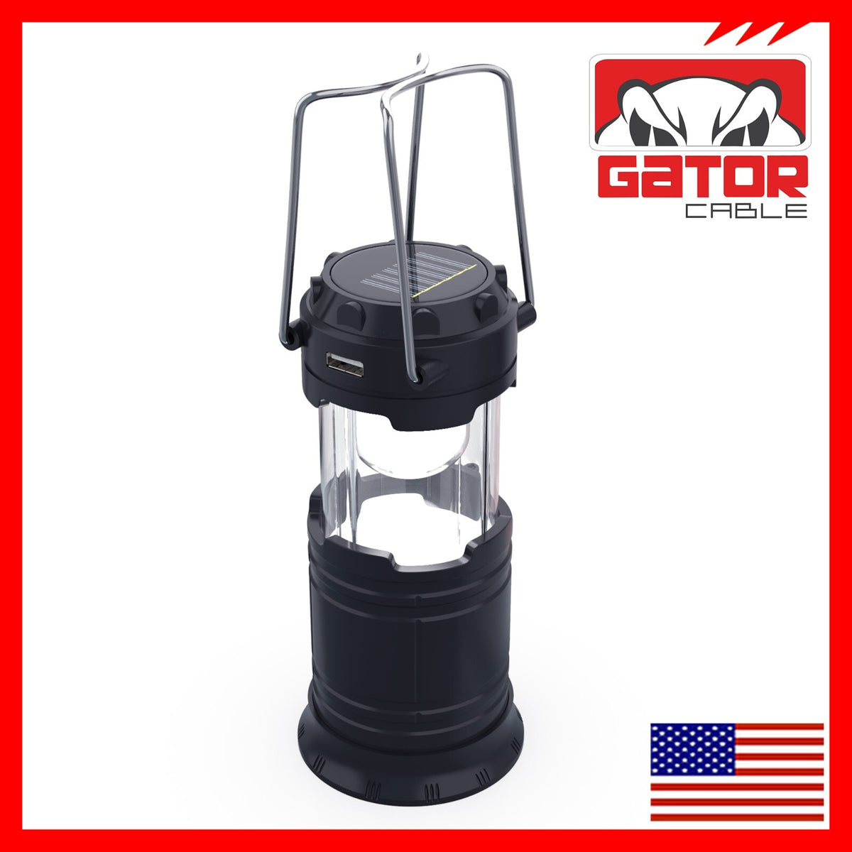 Rechargeable Solar Camping Lantern & Flashlight with Power Bank - 7 LED