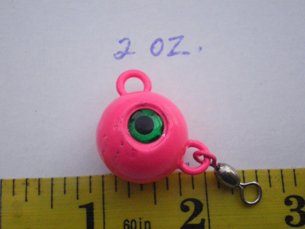 Fishing Jig Heads Set - Neon Pink & Green, 4 Sizes with Swivel Attachments