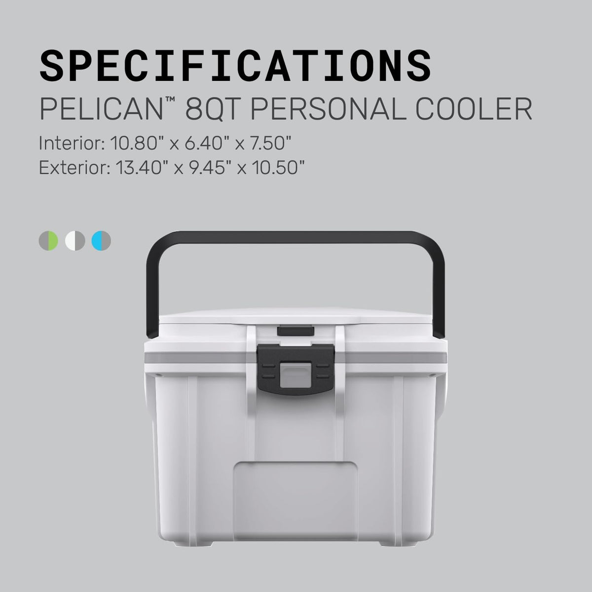 Pelican 8 Quart Cooler Lunch Box - Dark Gray and Green Portable Insulated Carrier