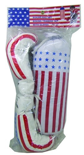 USA Flag Boxing Gloves & Punching Bag Training Set 10oz