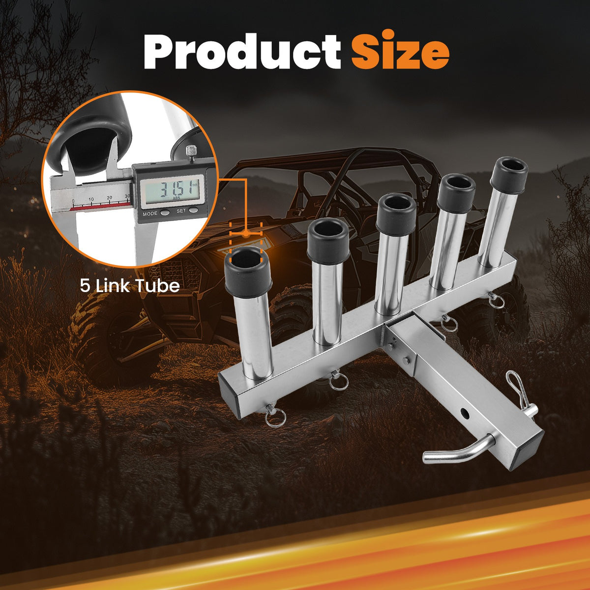 Adjustable Car Fishing Rod Holder for 2-Inch Hitch Receiver, Holds 5 Steel Rods