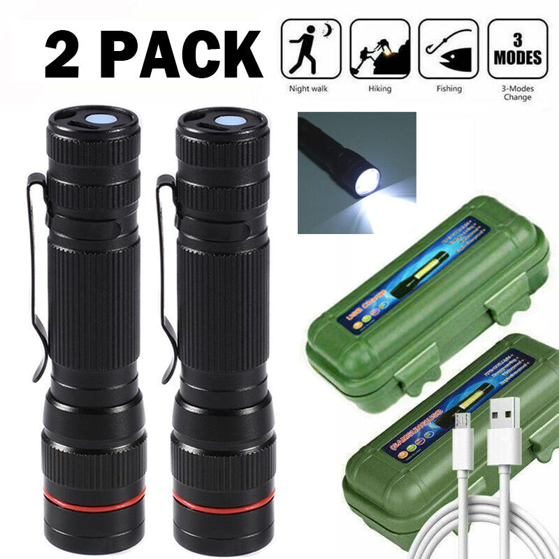 High Lumens Rechargeable LED Tactical Flashlight with Zoom, 95000000LM