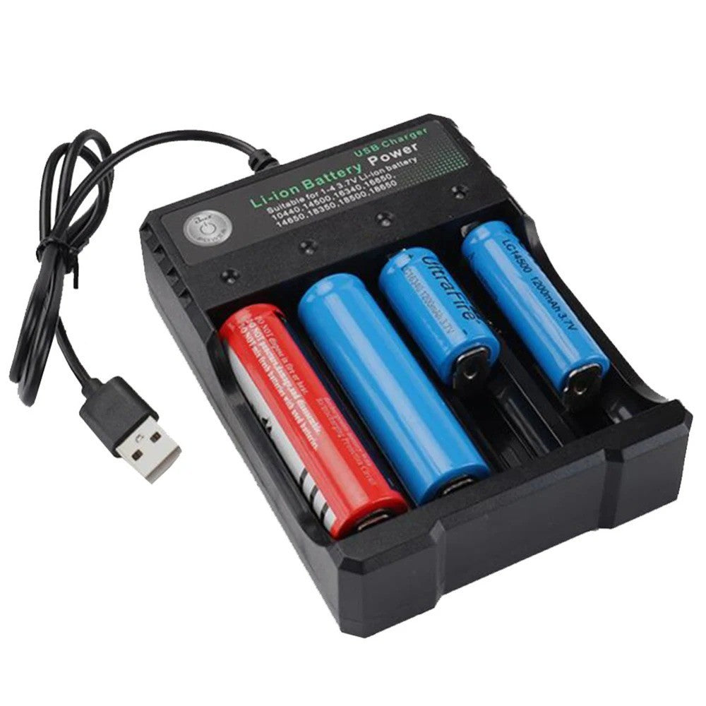 4 Slot Li-ion Battery Charger for 18650 Batteries USB Power Bank Station