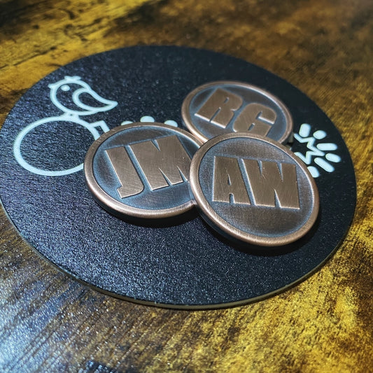 Custom Copper Golf Ball Marker - Laser Engraved Initials, 1.25 Inch