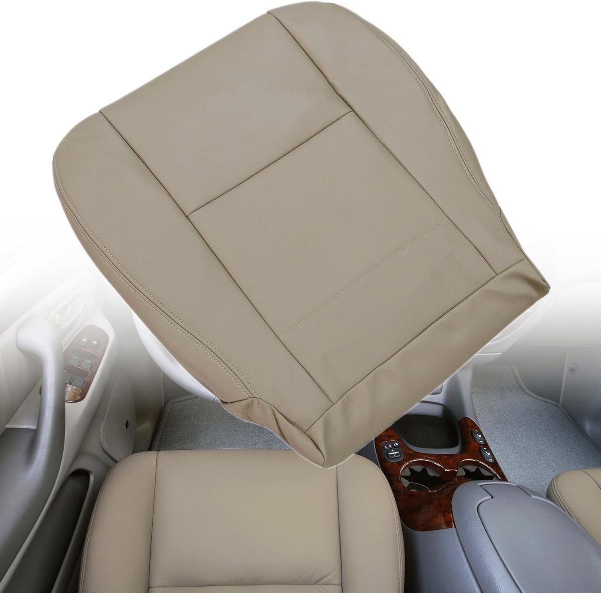 Universal 4-Piece Tan Leather Microfiber Seat Covers for Toyota Tundra & Sequoia 2000-2007