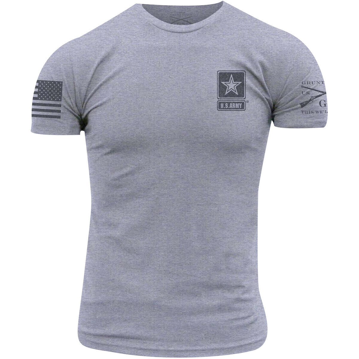 Basic Army T-Shirt for Men - Heather Gray Combat Style Tee