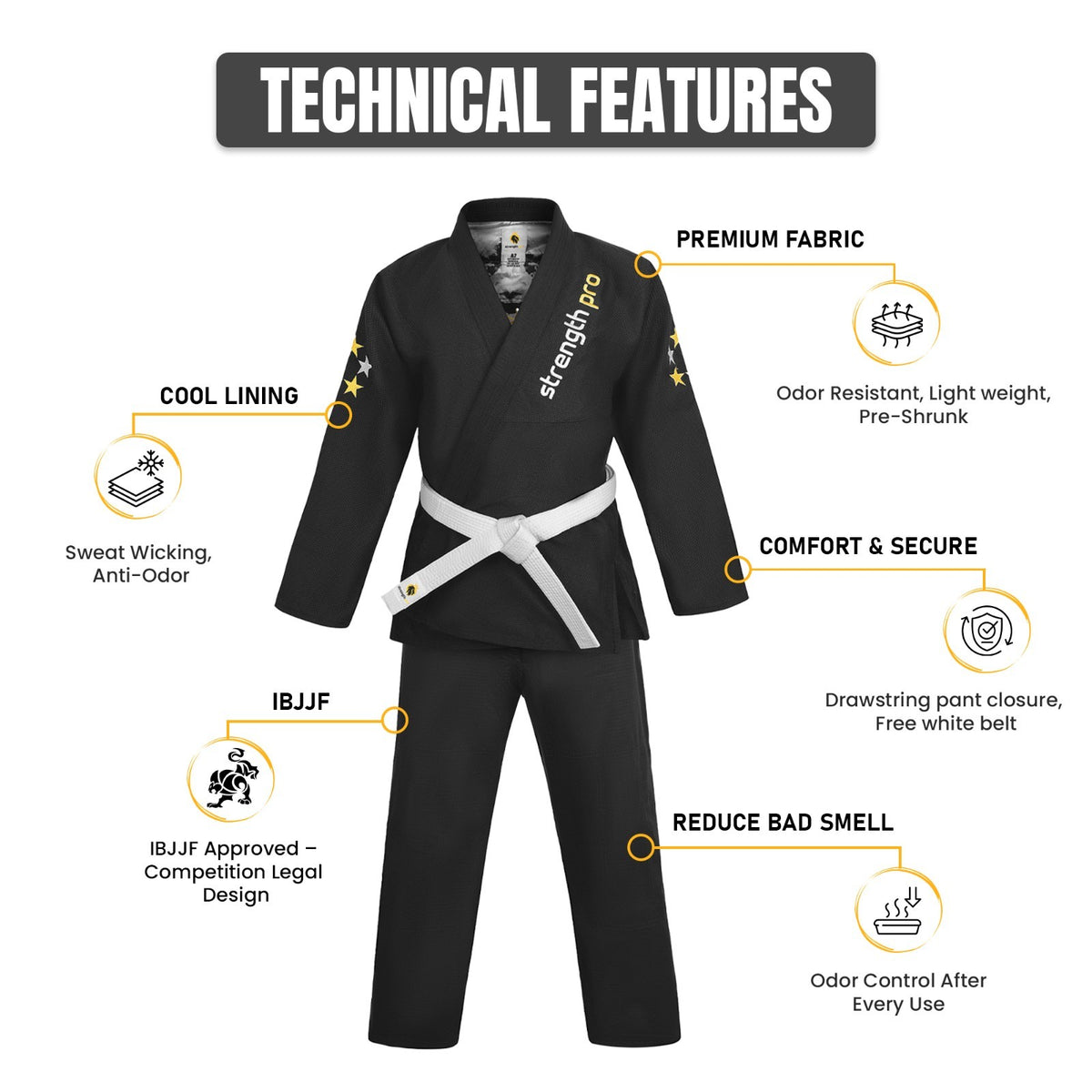 Jiu Jitsu Gi Uniform with Belt Lightweight Preshrunk Kimono for Men & Women