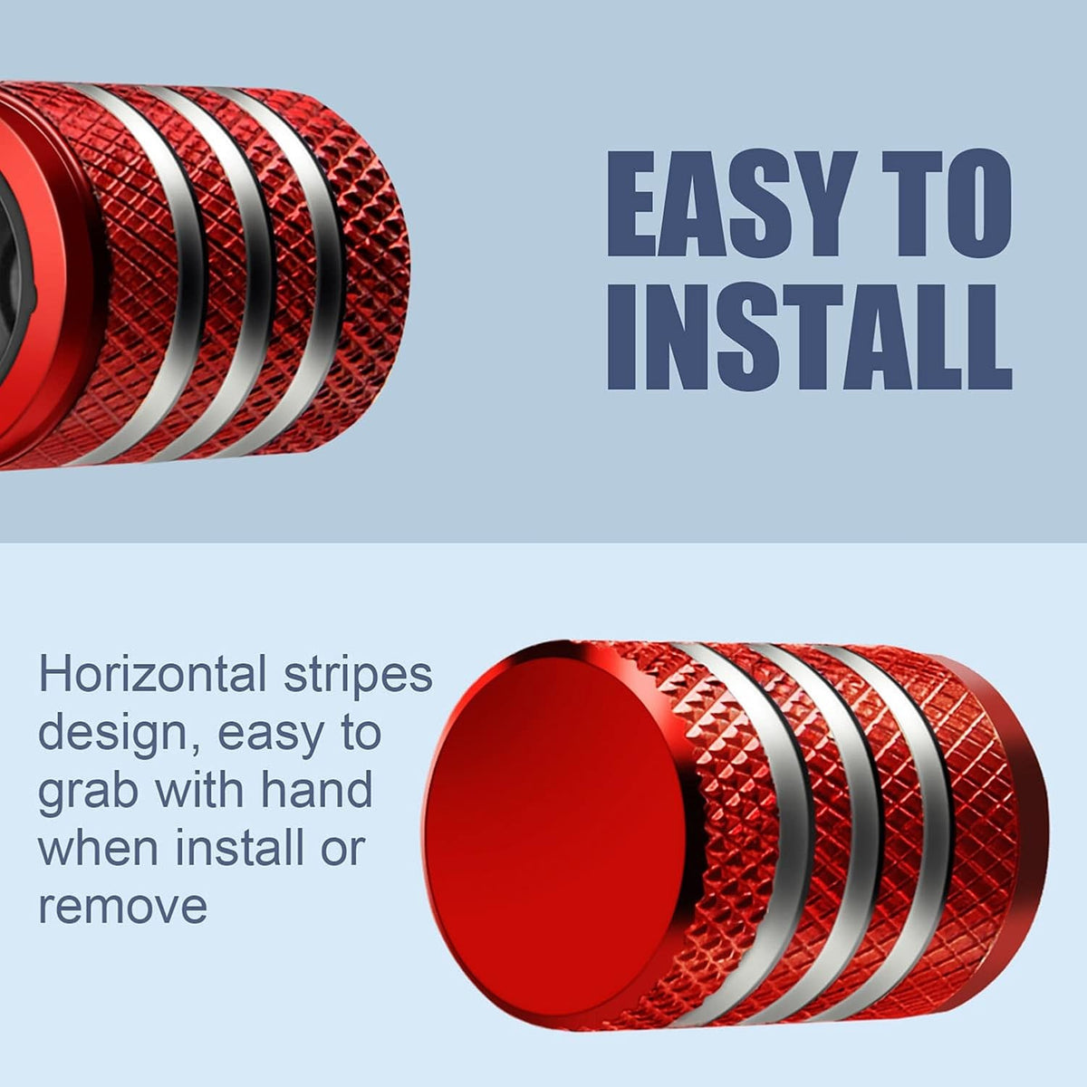 Universal Red Tire Valve Stem Caps 5 Pack - Aluminum Alloy Leak-Proof
