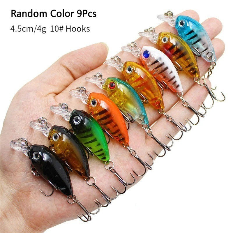 9-Piece Fishing Lure Set Hard Minnow Crankbaits for Bass & Crappie