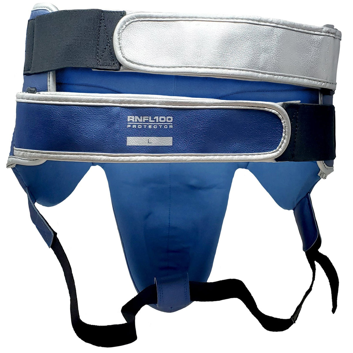 Professional No Foul Groin Protector for Boxing & Martial Arts - Blue/Silver