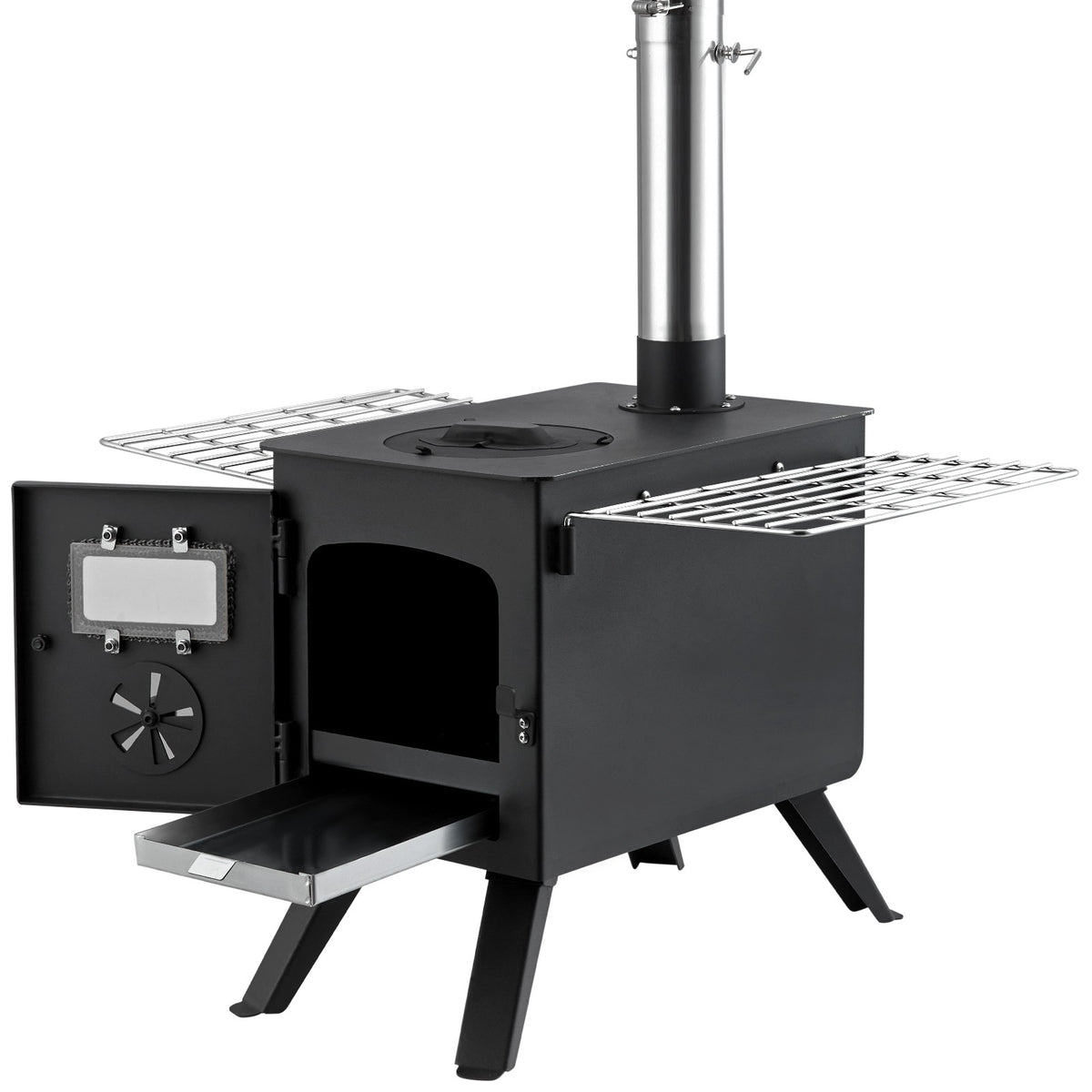 Portable Outdoor Wood Stove for Camping - 86 Inch Tent Heating & BBQ