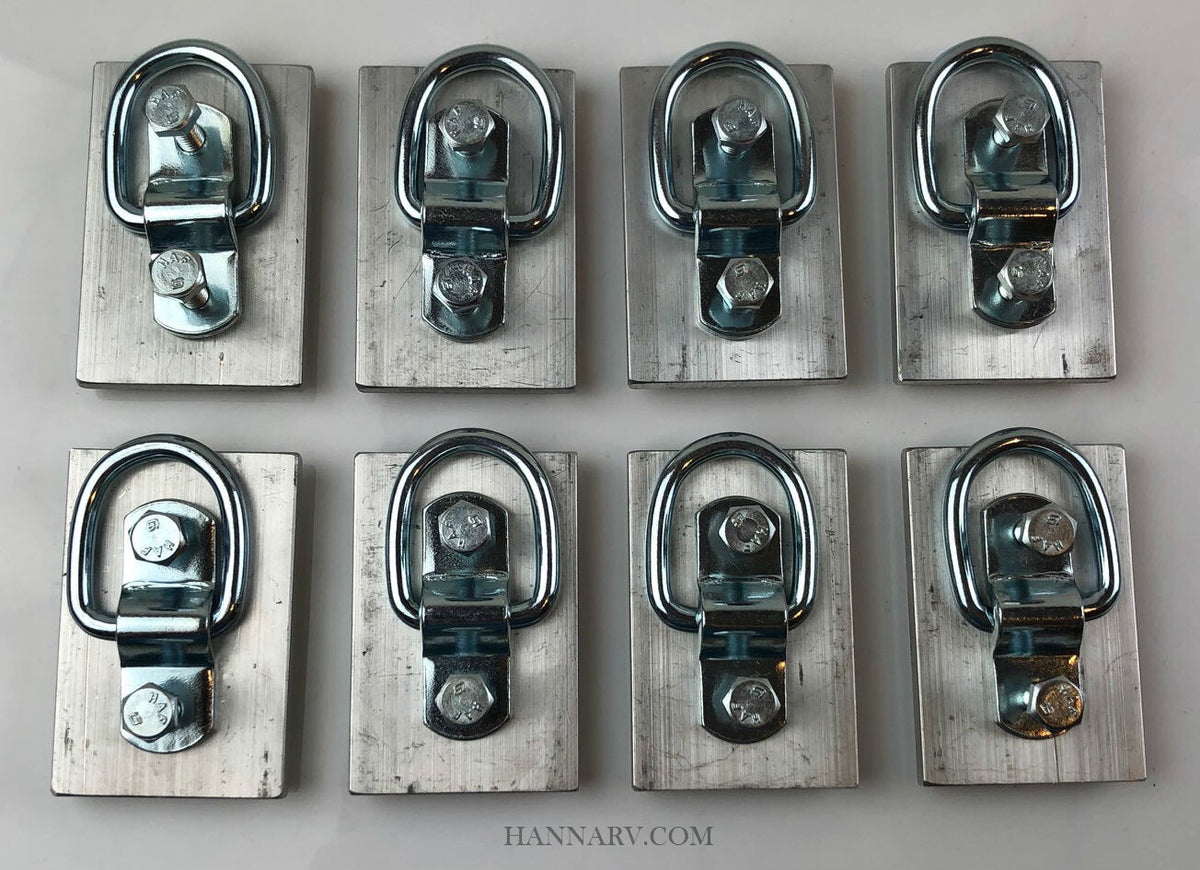 8 Pack Snowmobile Trailer D-Rings for Slide Channels - Universal Fit