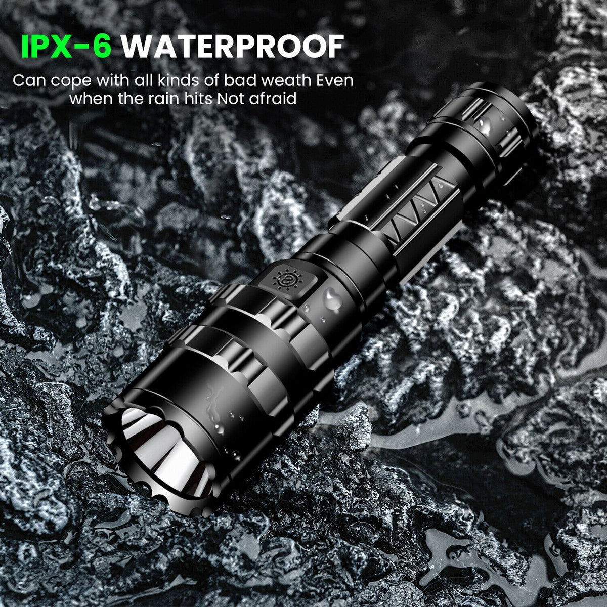 Rechargeable Tactical Flashlight 6000 Lumens Waterproof LED Zoomable Torch