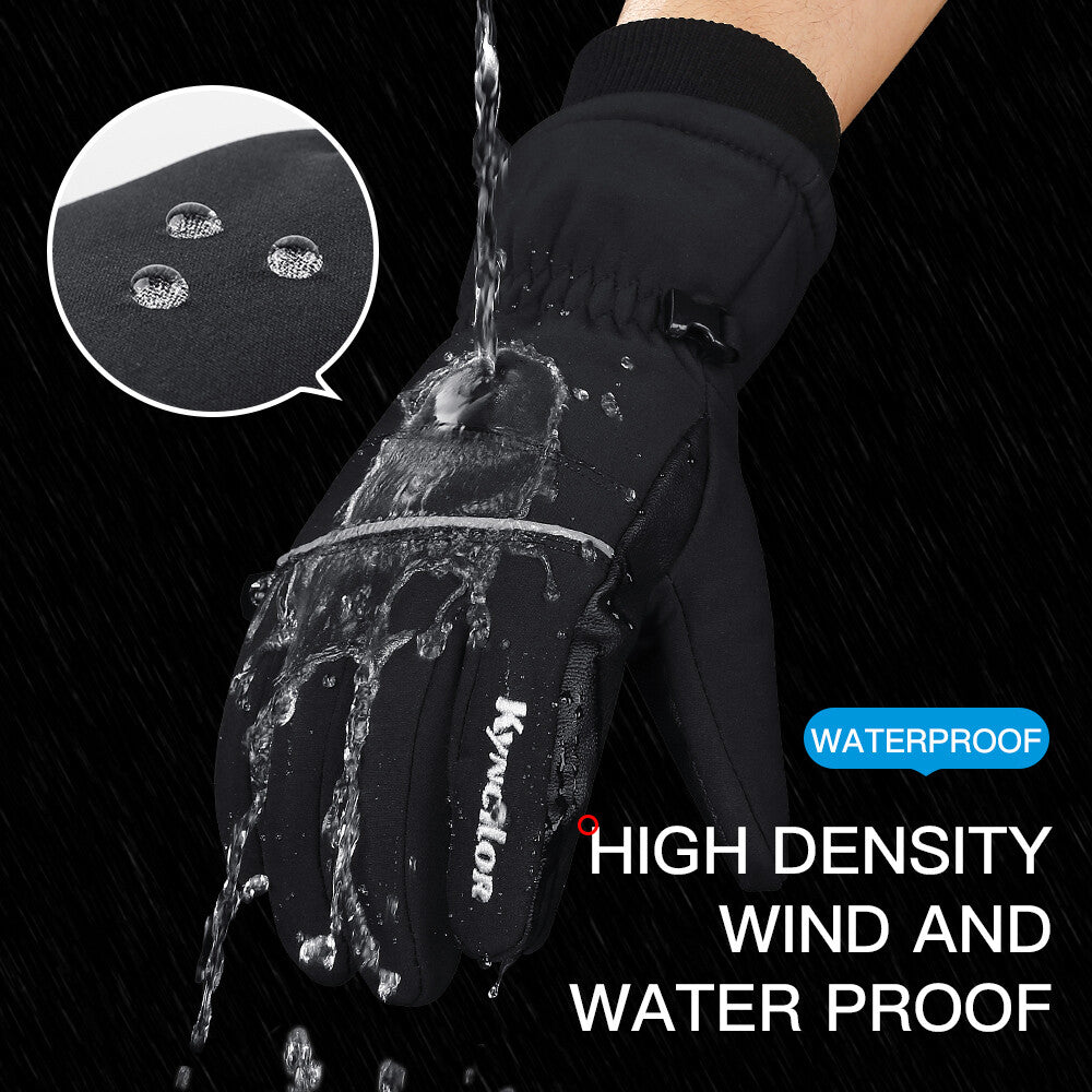 Winter Waterproof Ski Gloves with Fleece Liner Deerskin Suede for Cold Weather