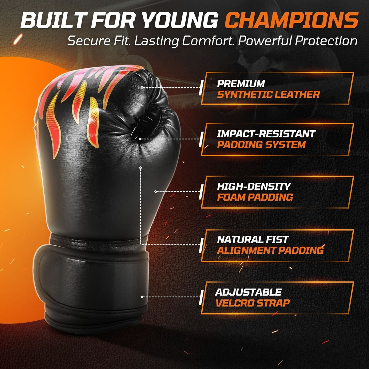 Kids Boxing Gloves 3-8 Years, 4oz Faux Leather Youth Sparring Gloves