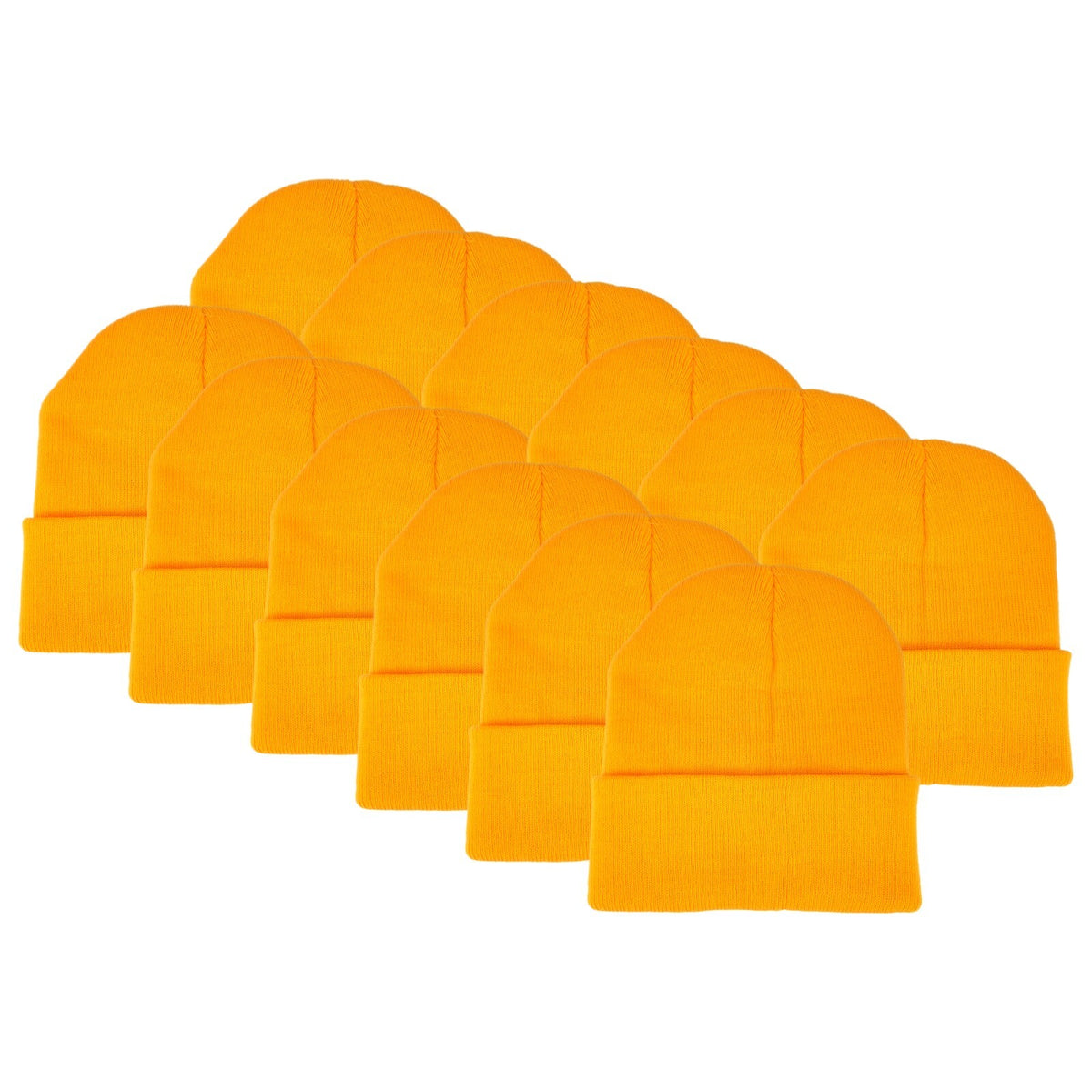 Unisex Knit Beanie Hats Bulk Pack - Soft Warm Winter Cuffed Caps