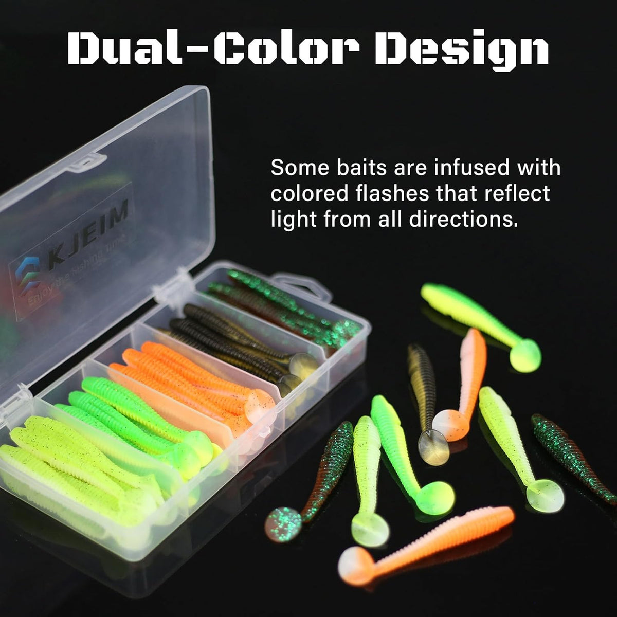 Artificial Soft Plastic Fishing Lures - 50-Pack 3 Inch Paddle Tail Swimbaits for Bass