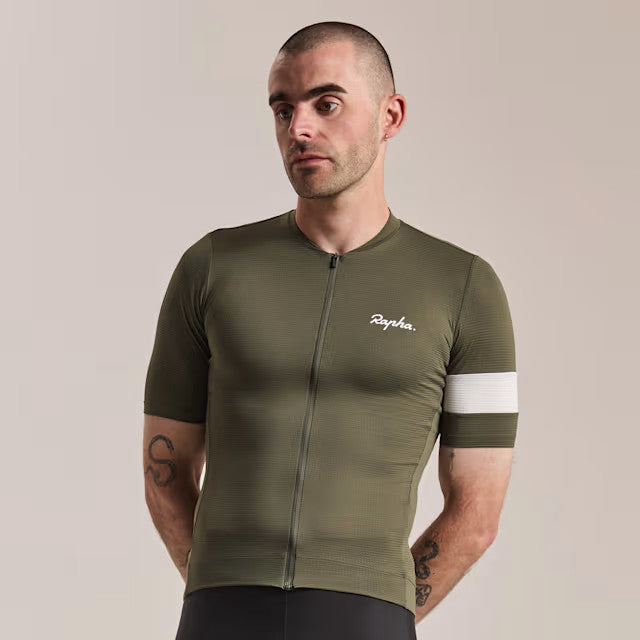 Men's Lightweight Cycling Jersey - Core Series, Breathable, Green/White, Large