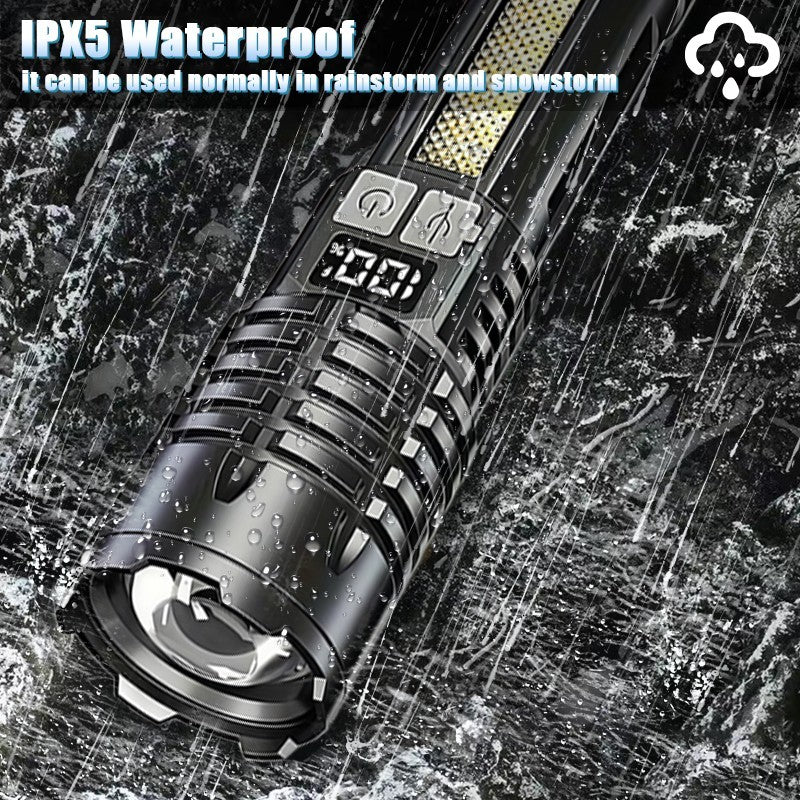 High-Brightness Rechargeable LED Flashlight with Zoom Focus and 5 Modes