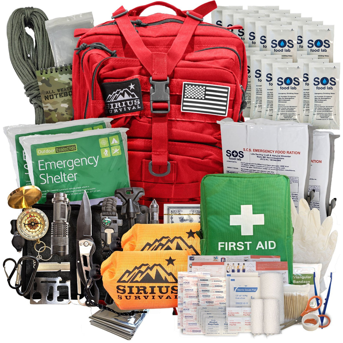 Emergency Survival Bug Out Bag Kit for 1-2 People with Backpack
