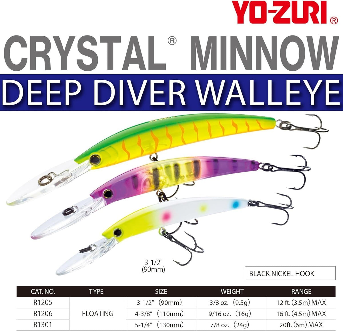 Deep Diver Walleye Fishing Lures - 3.5 Inch Floating Crankbaits, Hot Tiger