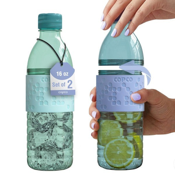 16.9oz Leak-Proof Reusable Water Bottle Set with Non-Slip Sleeve