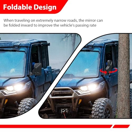 UTV Side Mirrors for Can-Am Defender 2016-2026 - Wide Field of View, Adjustable, Impact-Resistant