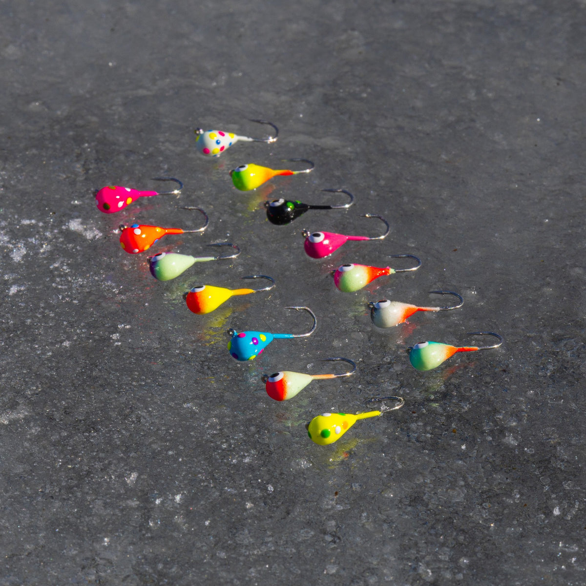 Ice Fishing Jigs Tungsten Lures for Panfish Crappie Perch Glow-Effect