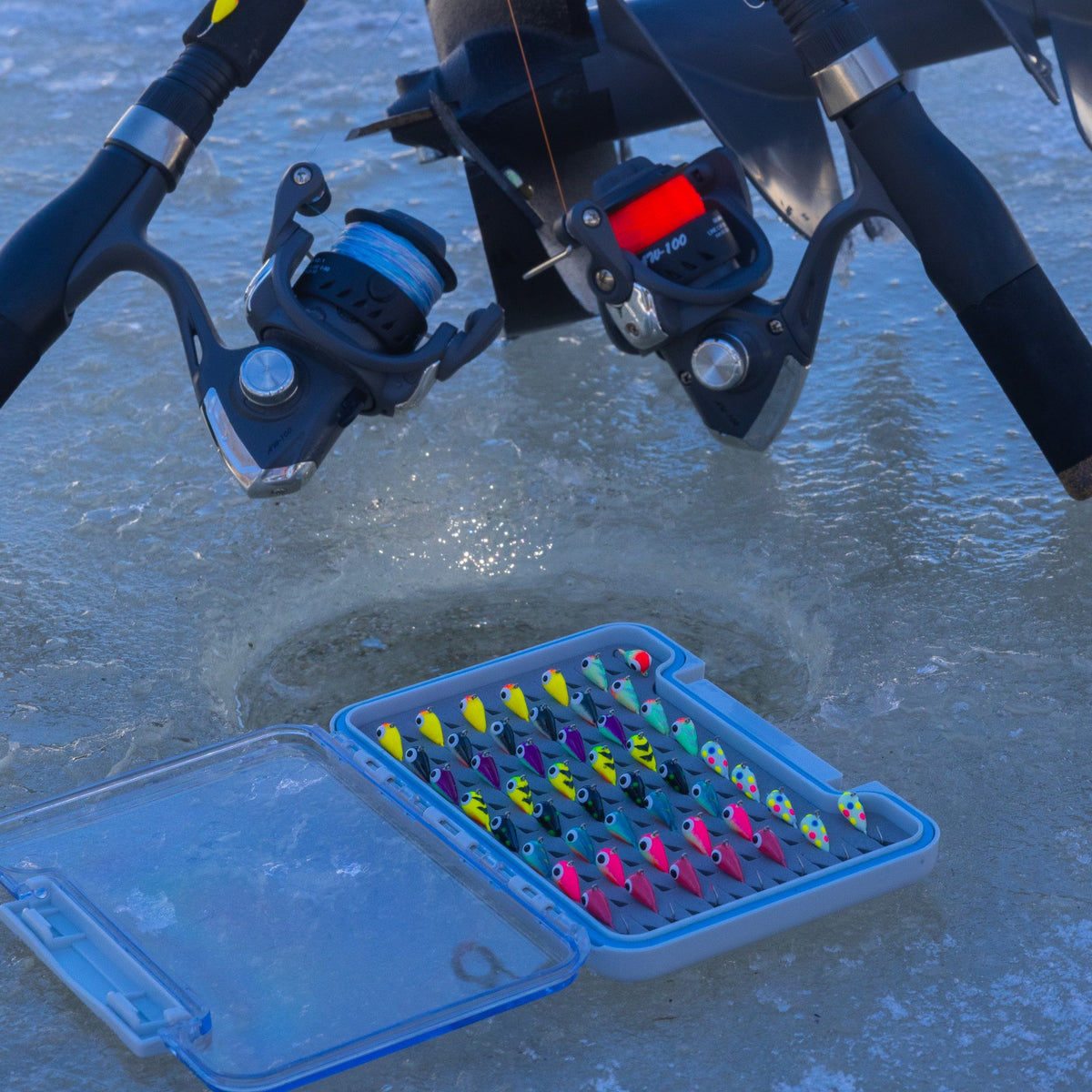 Ice Fishing Jigs Tungsten Lures for Panfish Crappie Perch Glow-Effect