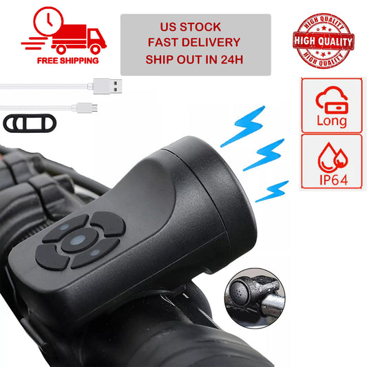 USB Rechargeable Bicycle Horn with 120dB Loud Alarm & Multiple Sounds