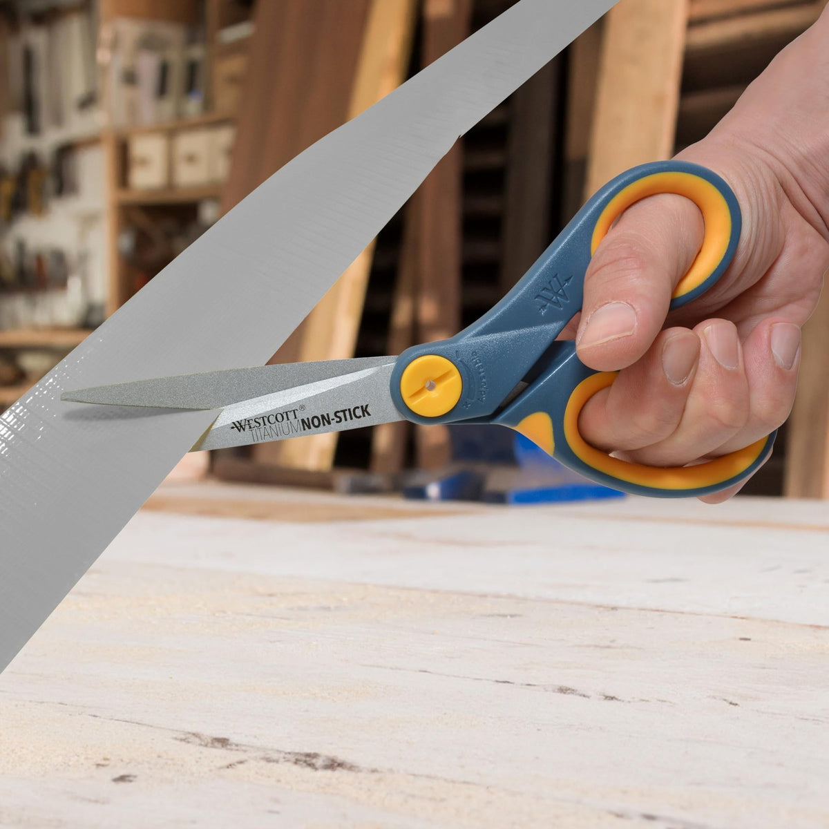Non-Stick Titanium Scissors 8-Inch, 2-Pack - Gray and Yellow Home & Office Cutting Tools