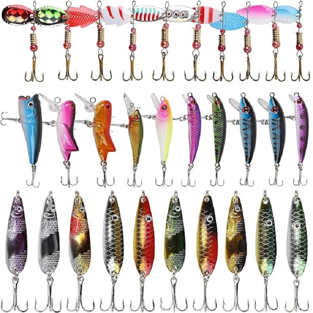 30pcs Mixed Fishing Lures Crankbaits Spinner Baits for Bass