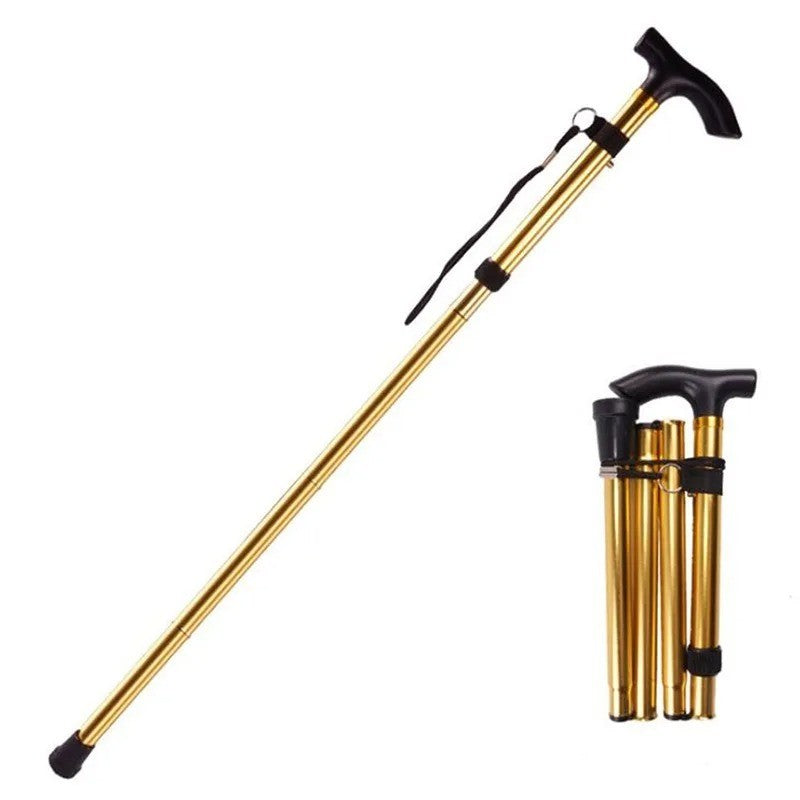Adjustable Collapsible Aluminum Walking Cane - Folding Travel Stick with Rubber Tip
