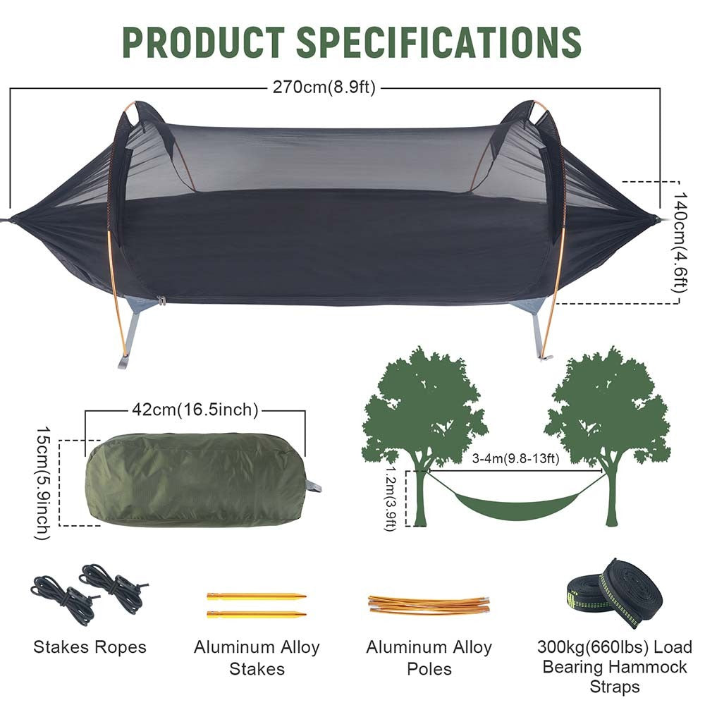 2-in-1 Camping Hammock Tent with Rain Fly and Mosquito Net - Portable & Durable