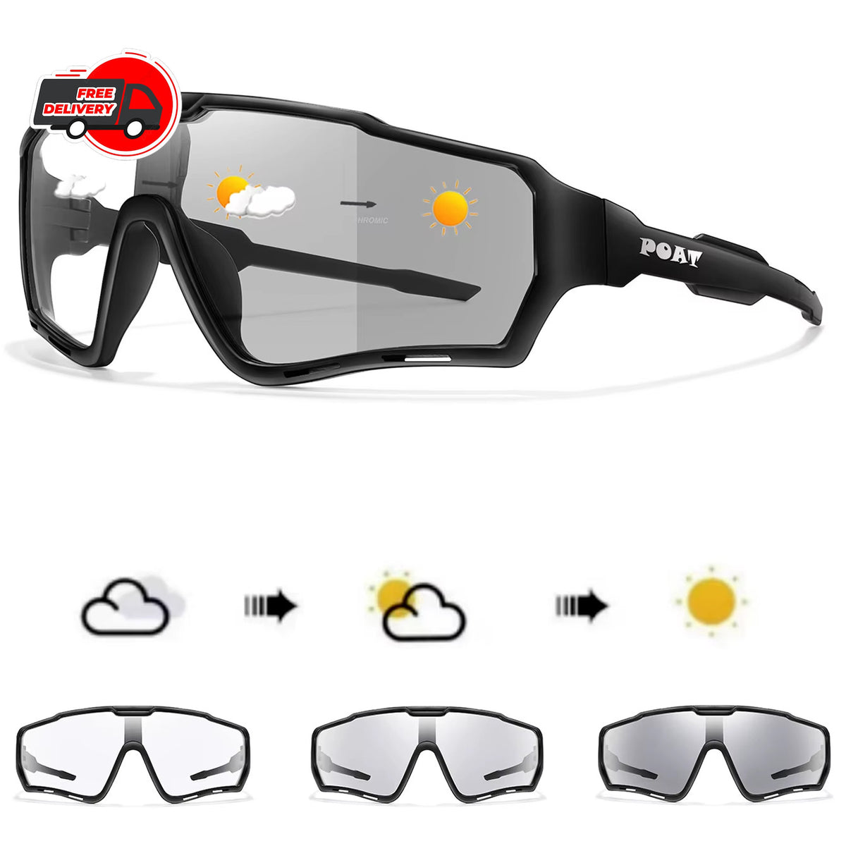 Photochromic Cycling Sunglasses Sports Eyewear UV400 UV-Change MTB Running Fishing