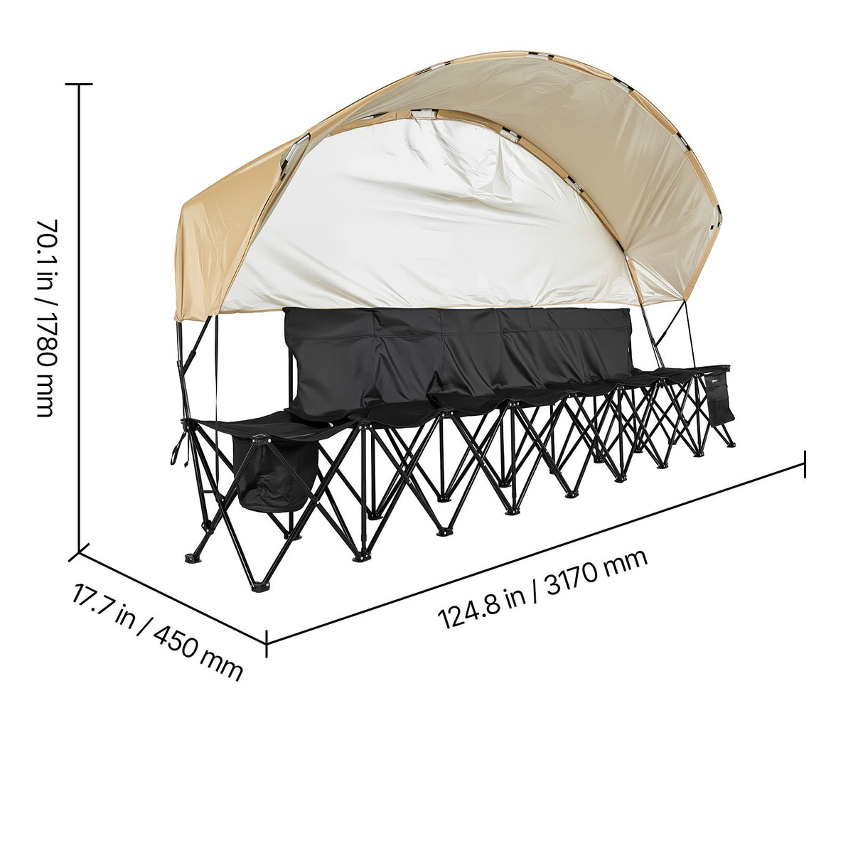 Portable Folding Chair with Sunshade and Storage Bag for Outdoor Use