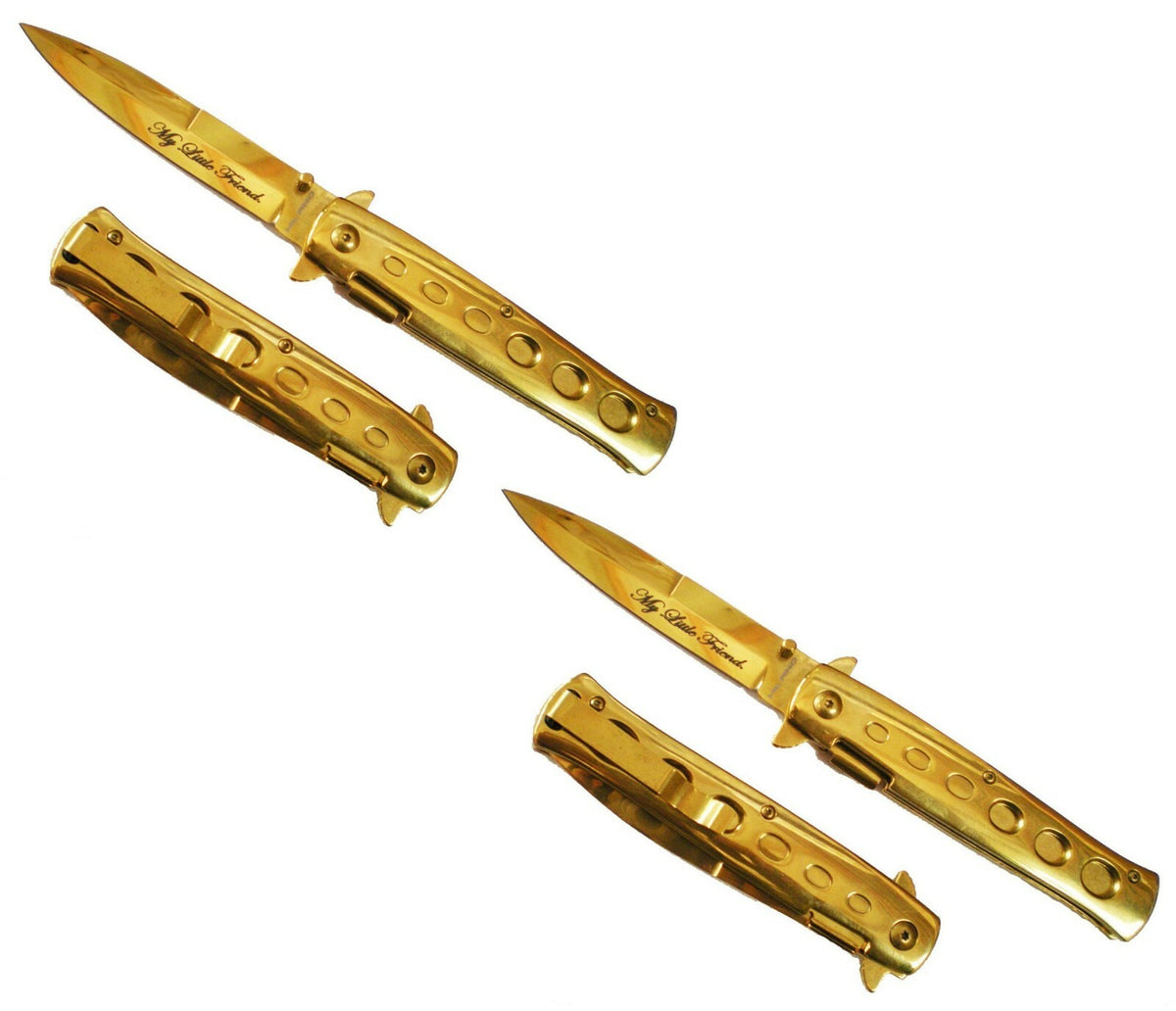 Gold Spring Assisted Pocket Knife with Steel Blade and Belt Clip - 3.5 Inch Blade