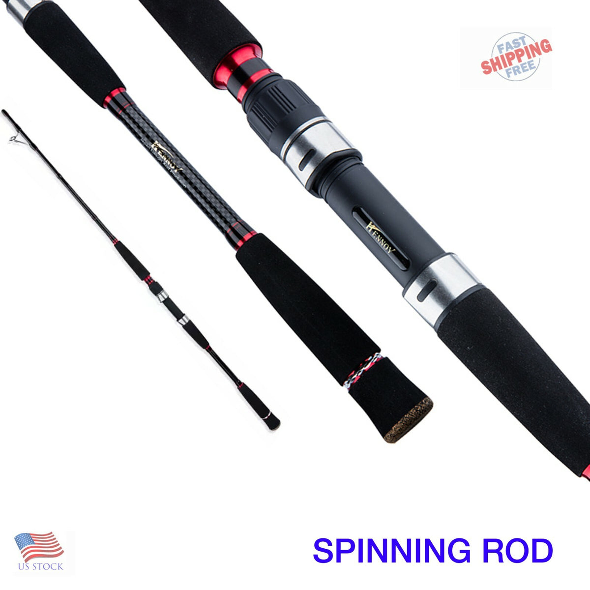Saltwater Jigging Fishing Carbon Rod - Offshore Spinning & Casting, 7' or 8' Lengths